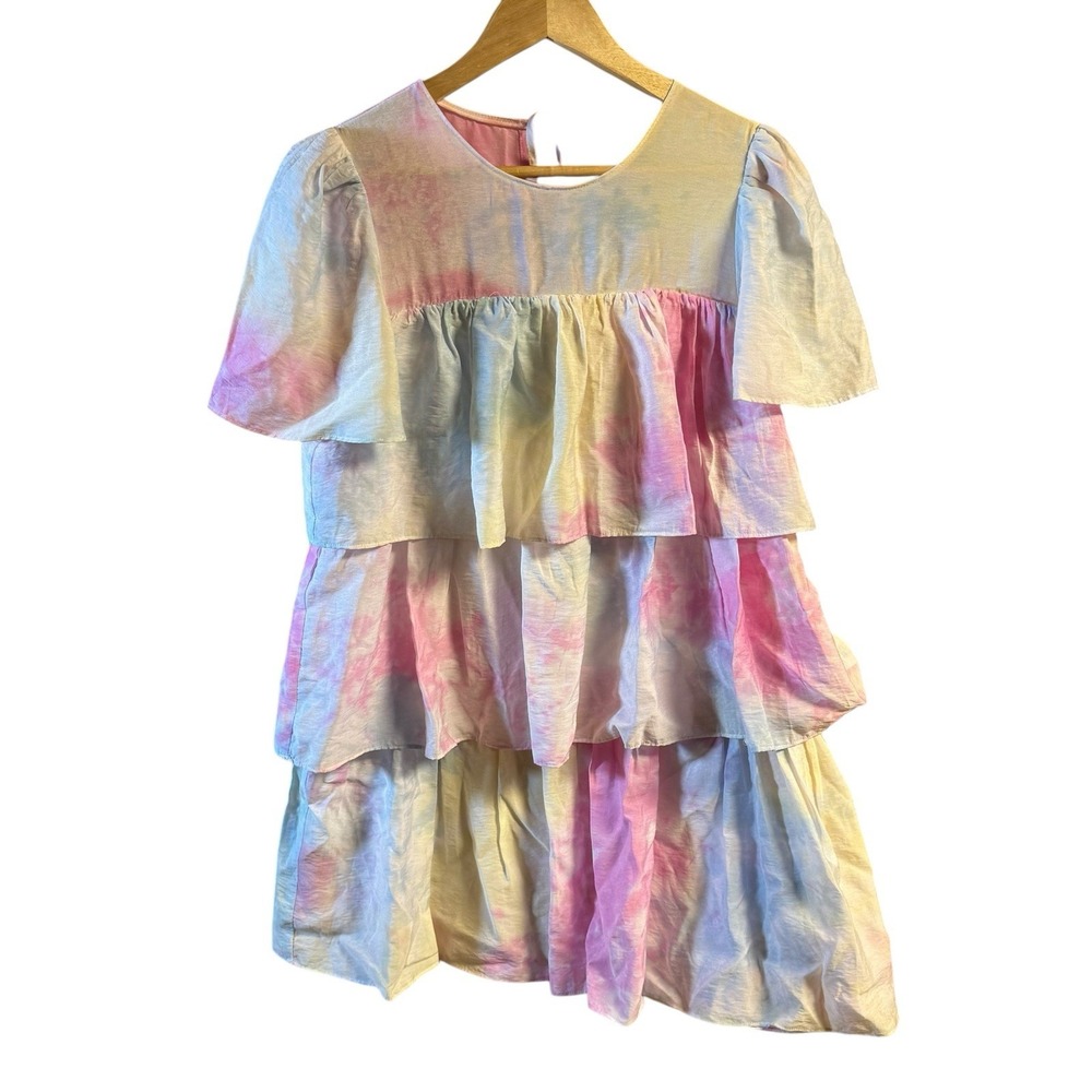 Anthropology English Factory‎ Layered Minidress Pink Multi Tie Dye Size XS